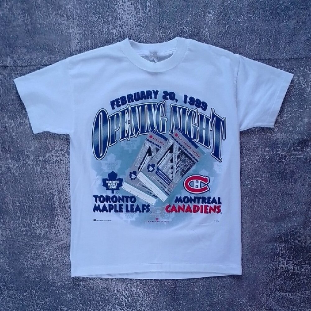 VINTAGE 1999 Toronto Maple Leafs vs Montreal Canadiens Opening Night Tee Single